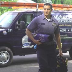 A licensed HVAC technician from Michael & Son is enroute to a customer’s home.